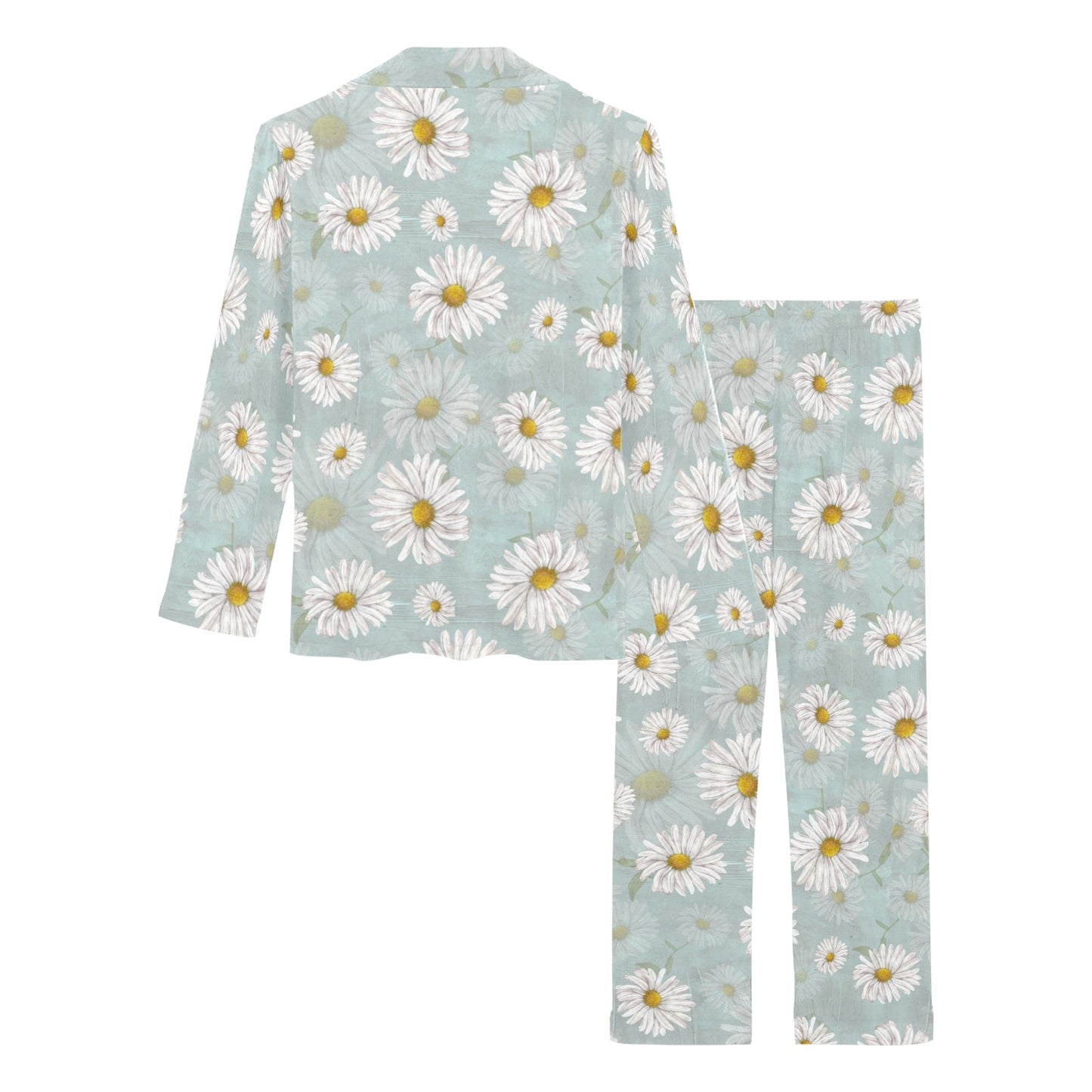 Daisy Pattern Print Design DS012 Women's Long Pajama Set