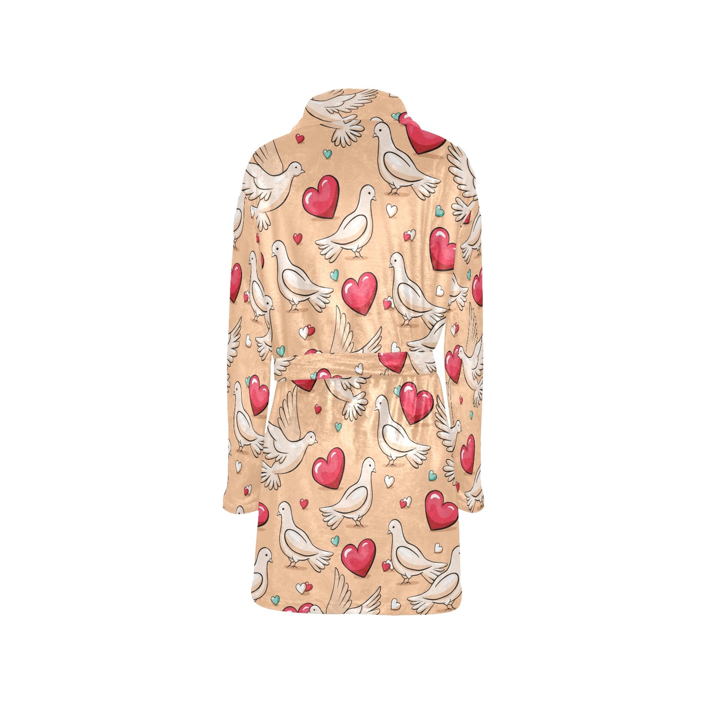Pigeon Heart Pattern Print Design 04 Women's Fleece Robe