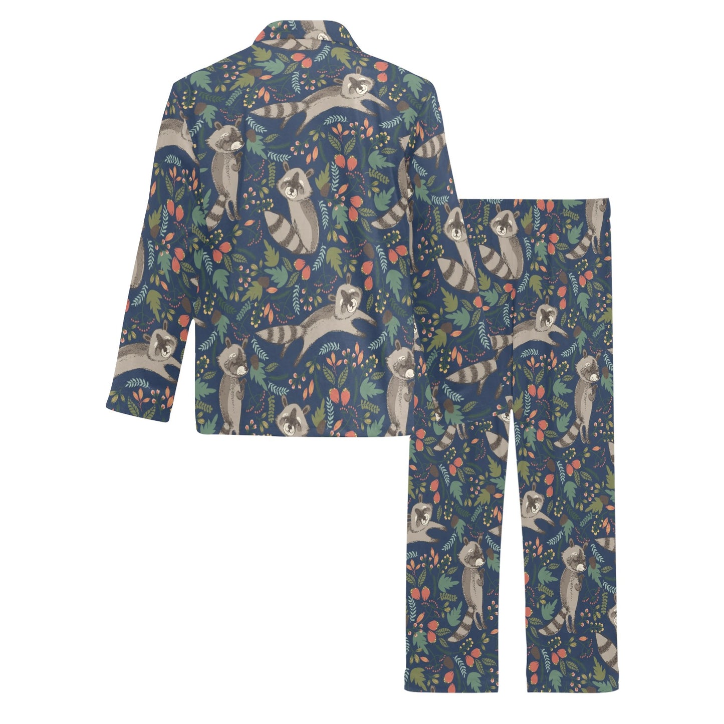 Raccoon Pattern Print Design A02 Men's Long Pajama Set