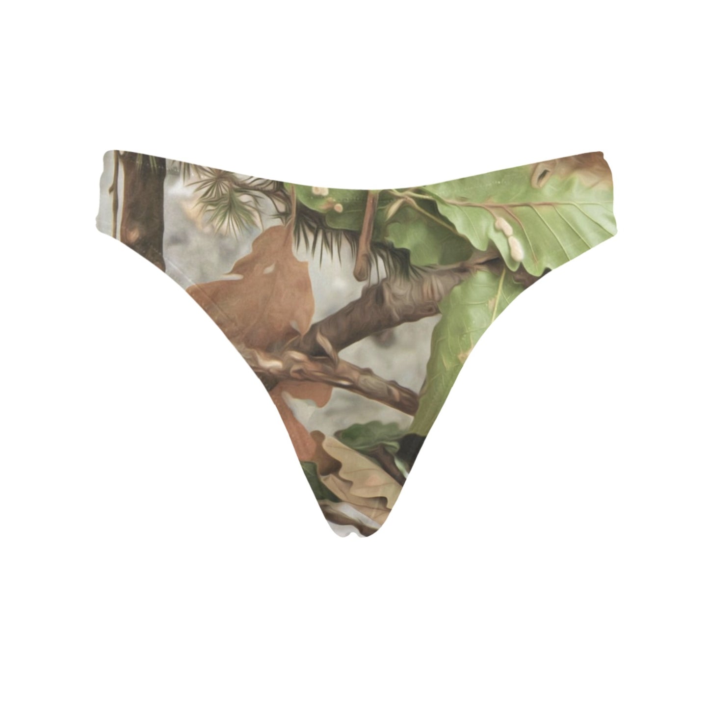 Camo Realistic Tree Forest Print Women's Thongs