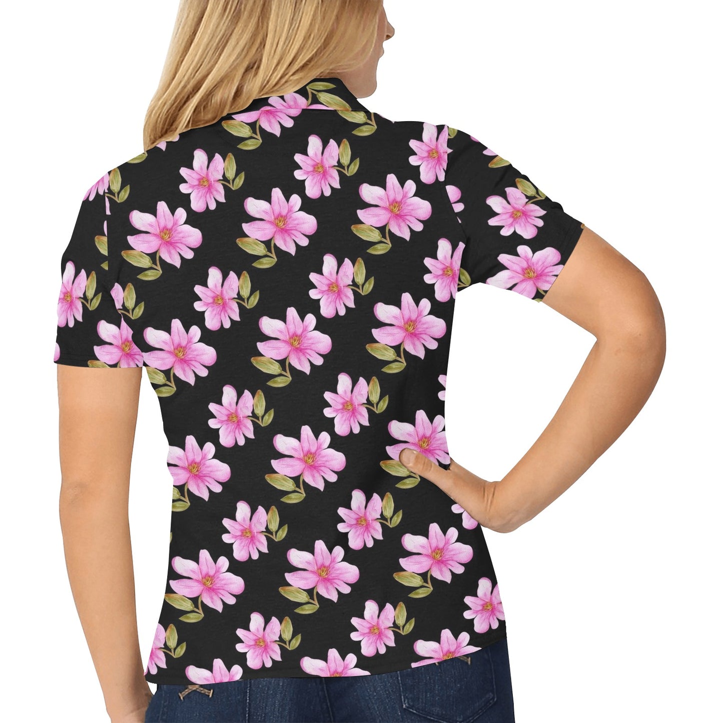 Magnolia Pattern Print Design MAG06 Women's Polo Shirt