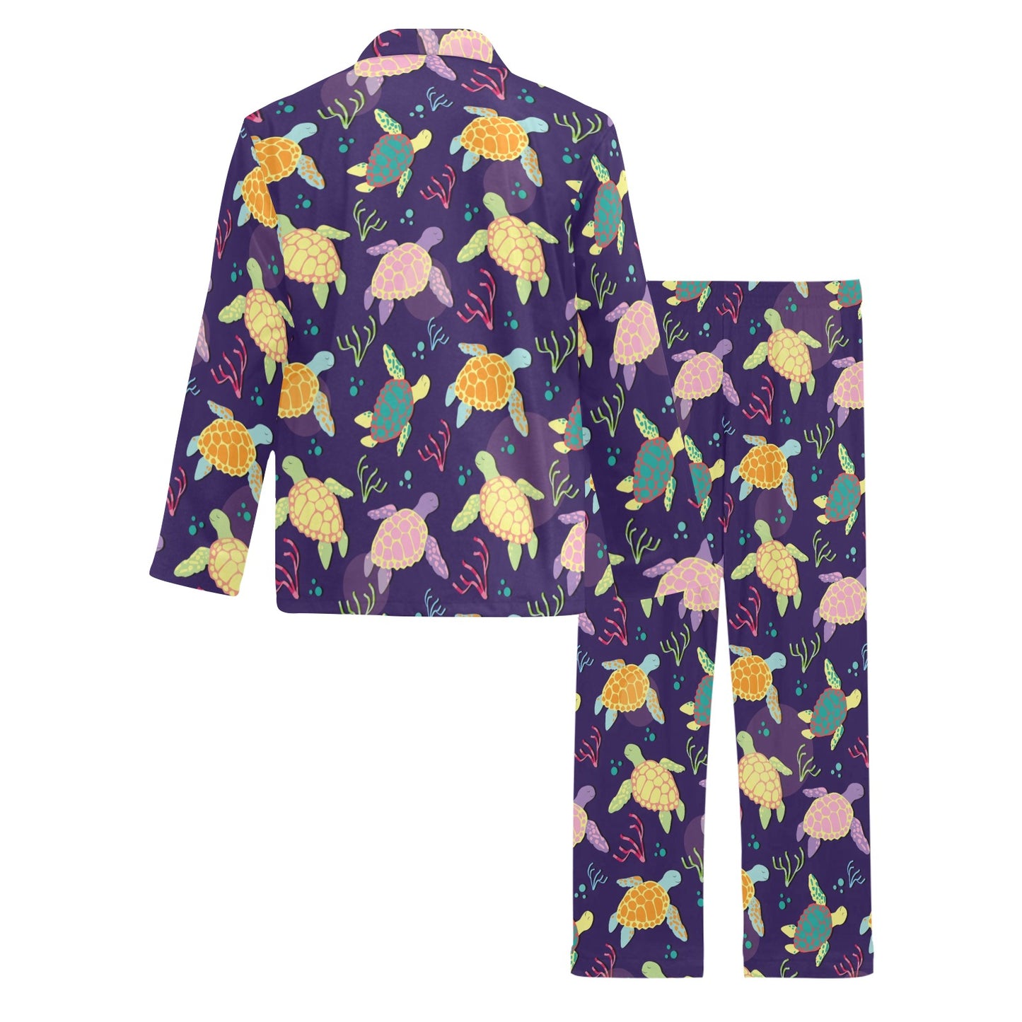 Sea Turtle Color Smile Men's Long Pajama Set