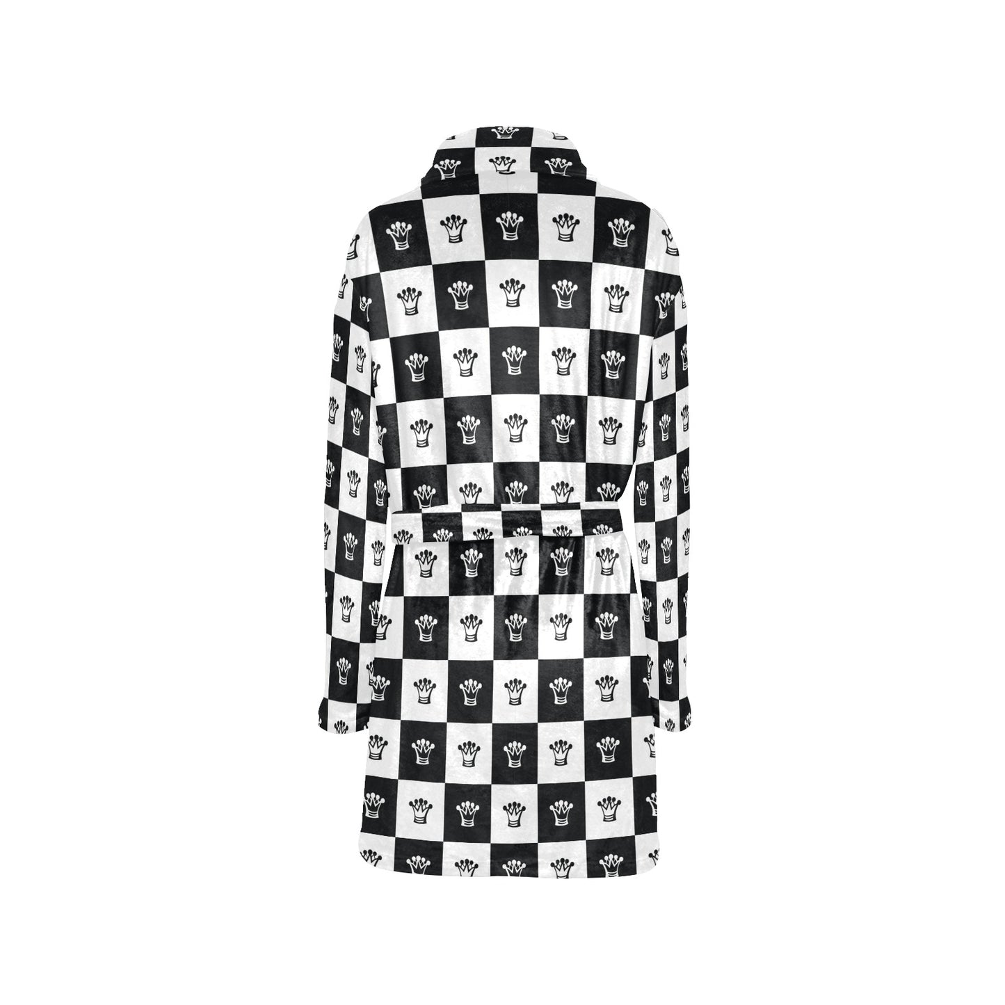 Checkered Flag Crown Pattern Women's Fleece Robe
