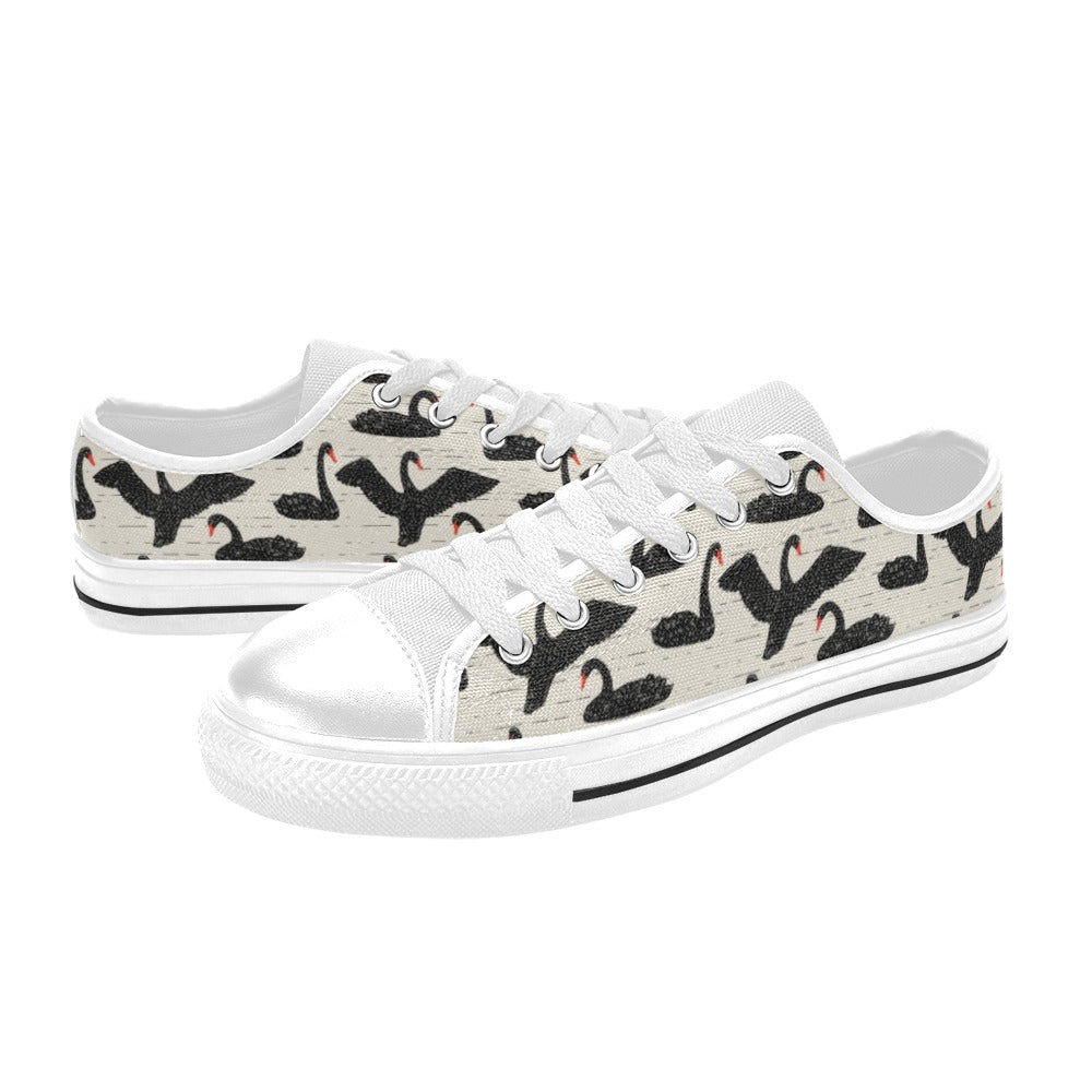 Swan Print Design LKS402 Women's White Low Top Shoes