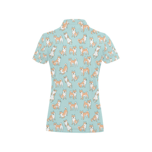 Shiba Inu Print Design LKS304 Women's Polo Shirt