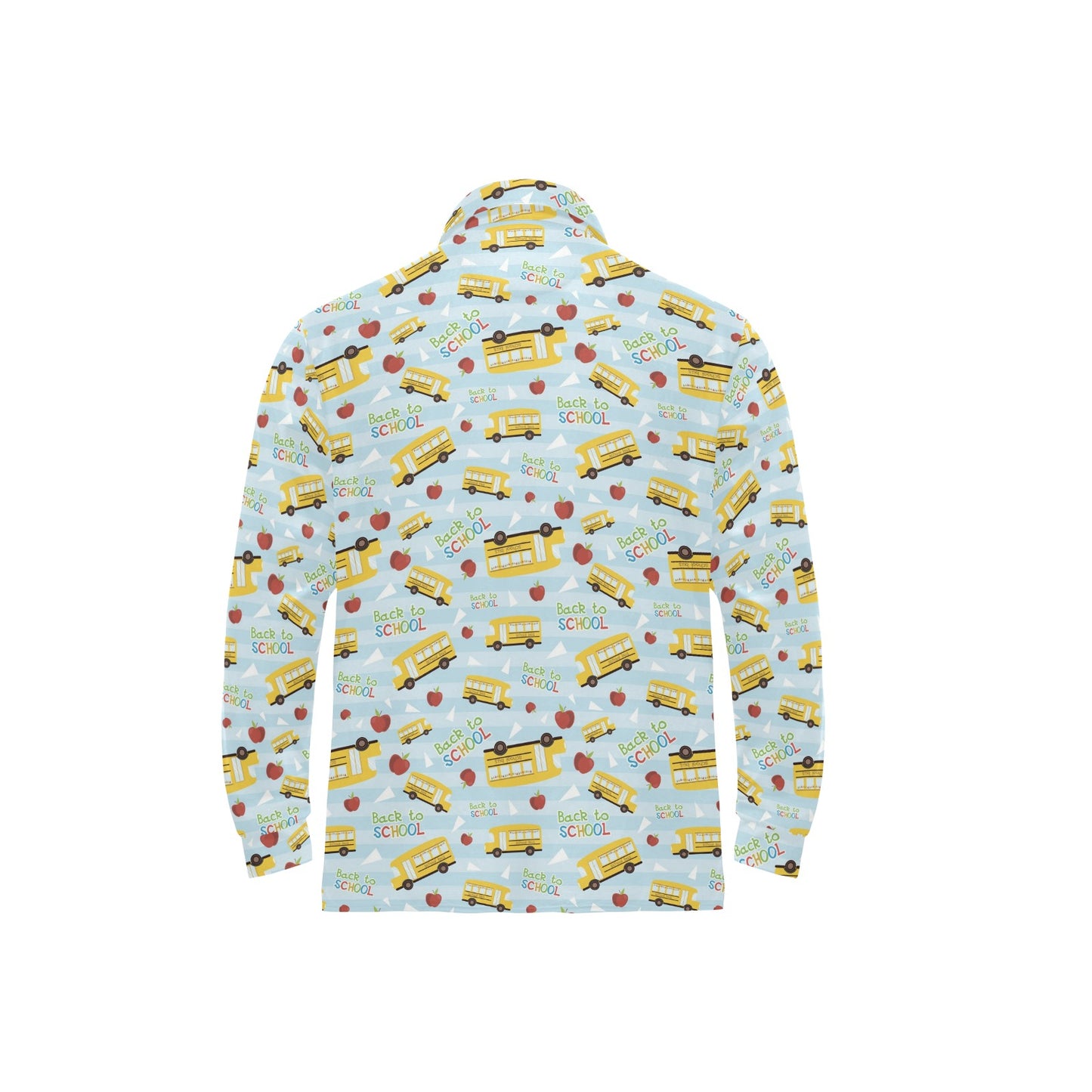 School Bus Back To School Print Design LKS303 Long Sleeve Polo Shirt For Men's