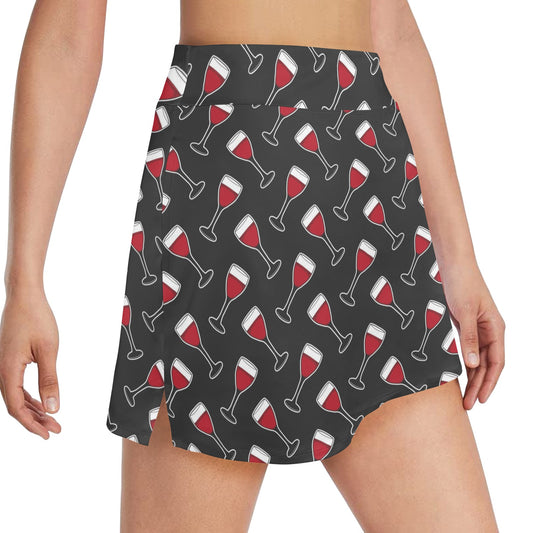 Wine Print Design LKS308 17" Golf & Pickleball Skort with Pockets