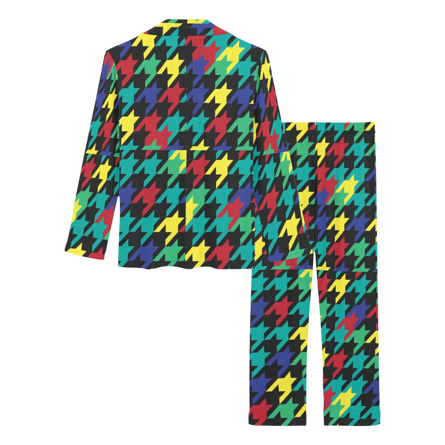 Houndstooth Colorful Pattern Print Design 02 Women's Long Pajama Set