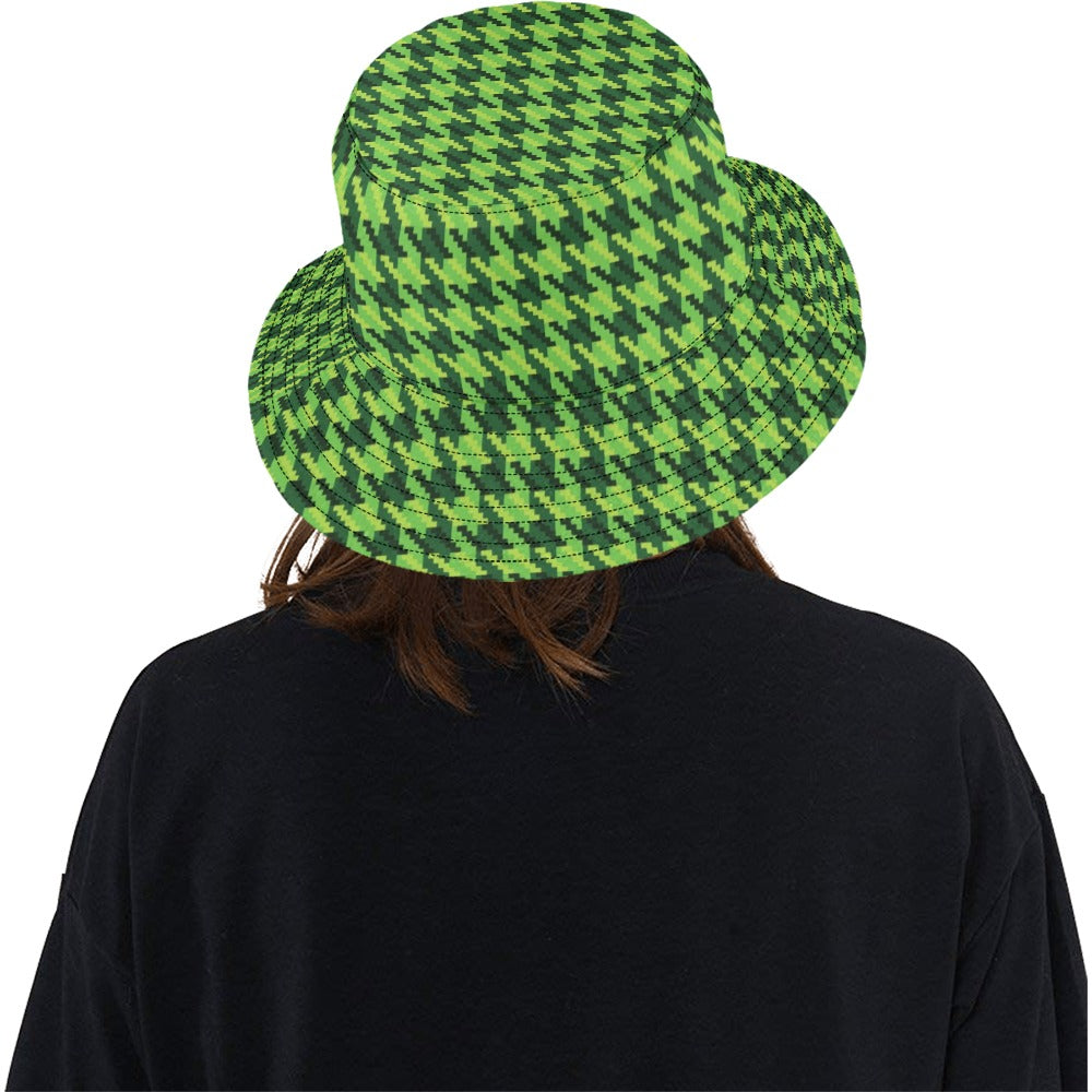 St Patricks Day Houndstooth Pattern Print LKS301 Unisex Bucket Hat