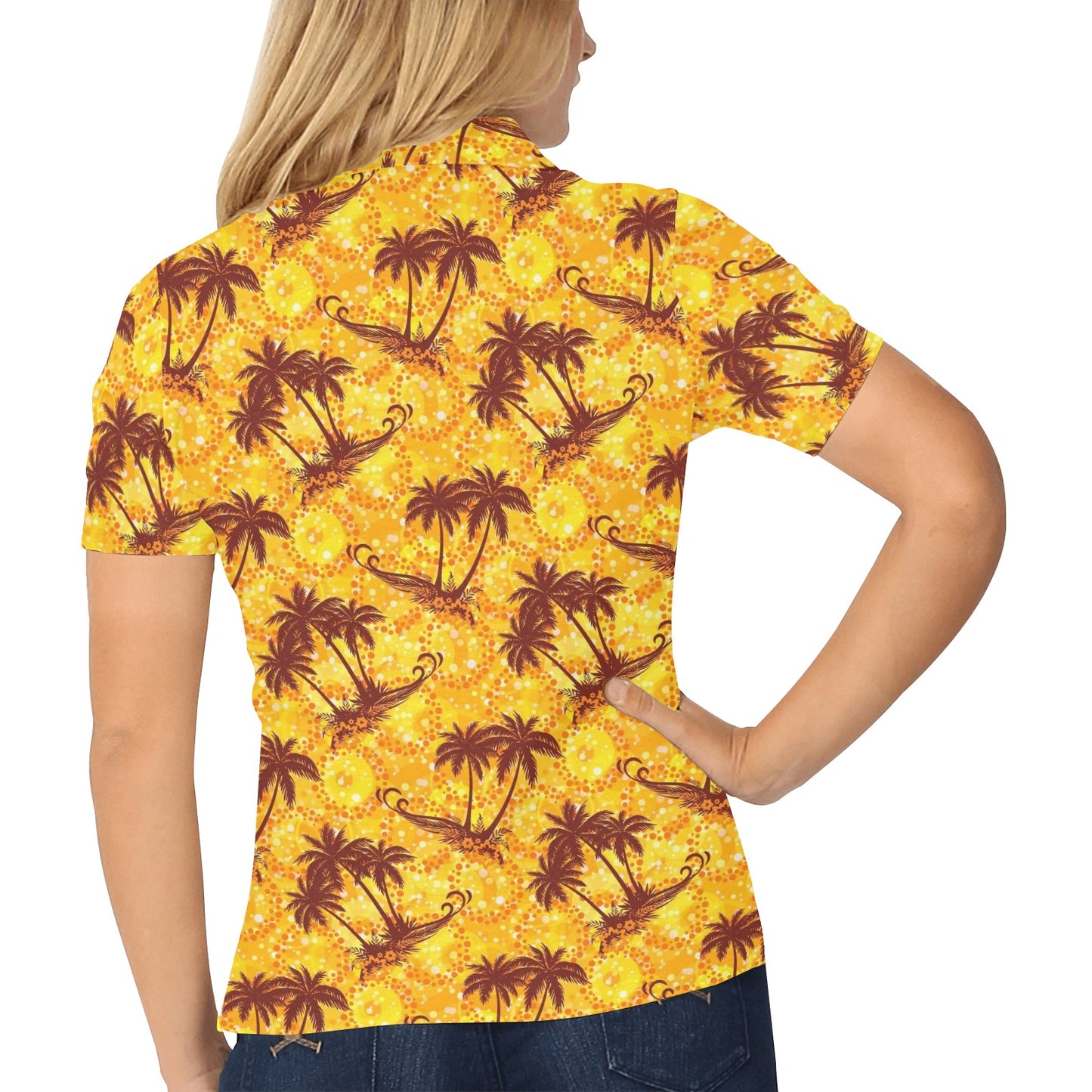 Palm Tree Pattern Print Design PT012 Women's Polo Shirt