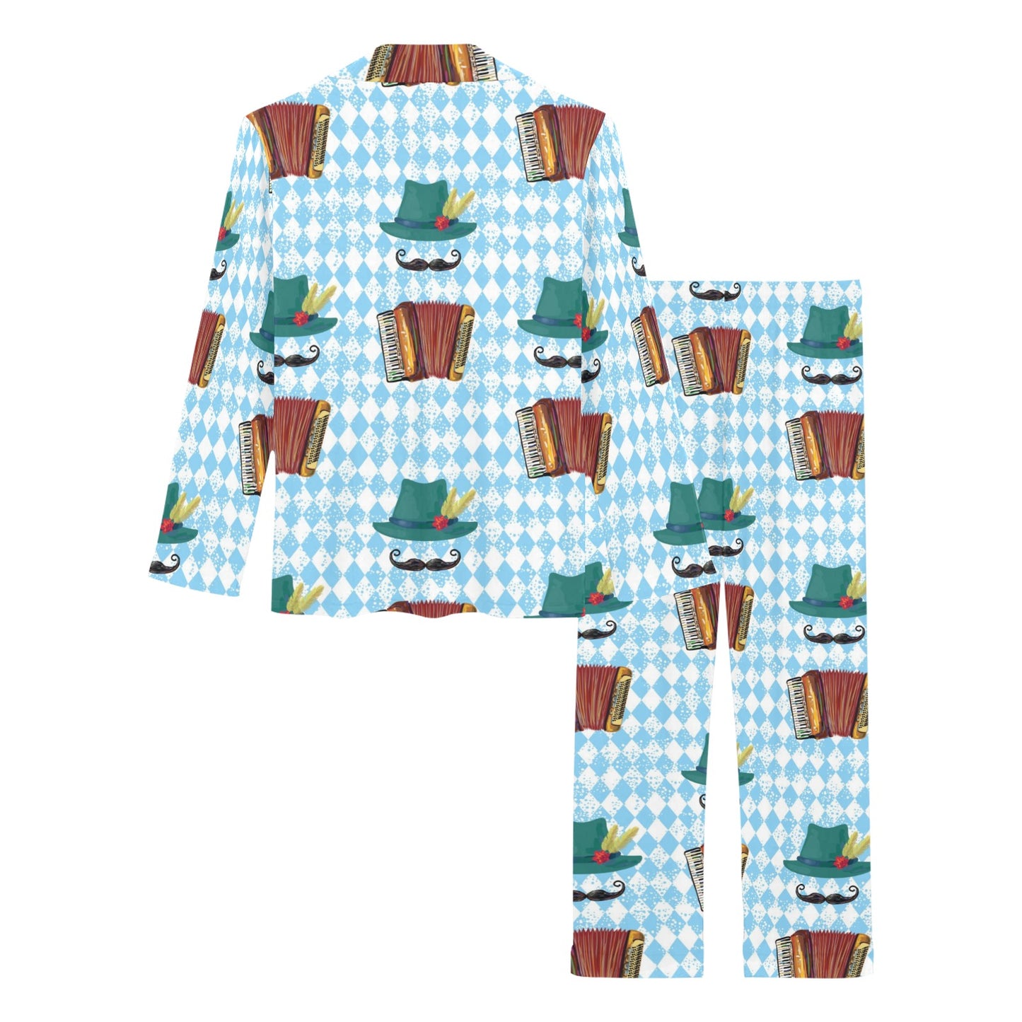 Accordion Mustache Pattern Print Design 01 Women's Long Pajama Set