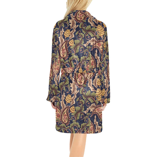 Floral Vintage Classic Print Women's Fleece Robe