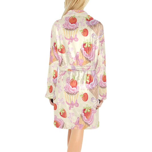 Strawberry Pink CupCake Women's Fleece Robe