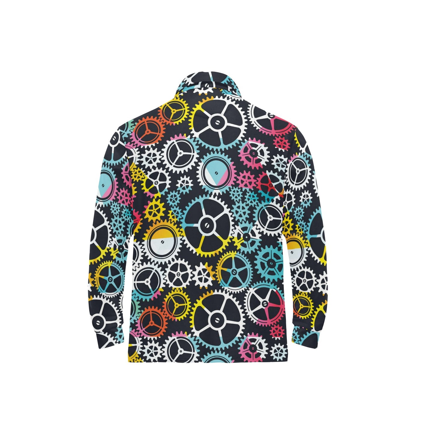 Mechanic Pattern Print Design 02 Long Sleeve Polo Shirt For Men's