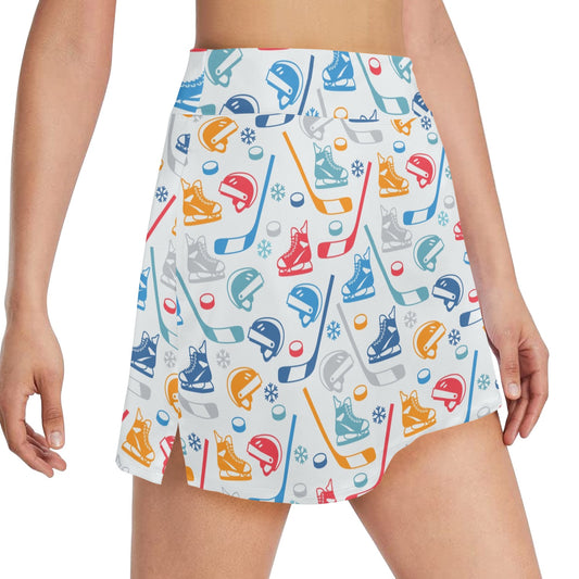 Hockey Equipment Print Design LKS301 17" Golf & Pickleball Skort with Pockets