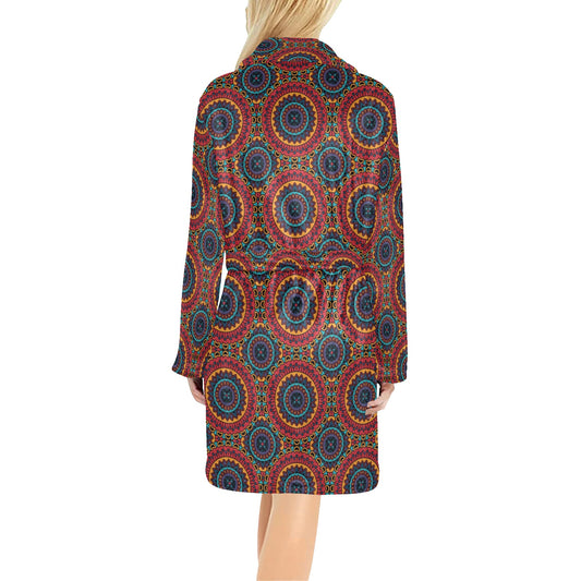 Bohemian Mandala Style Print Women's Fleece Robe