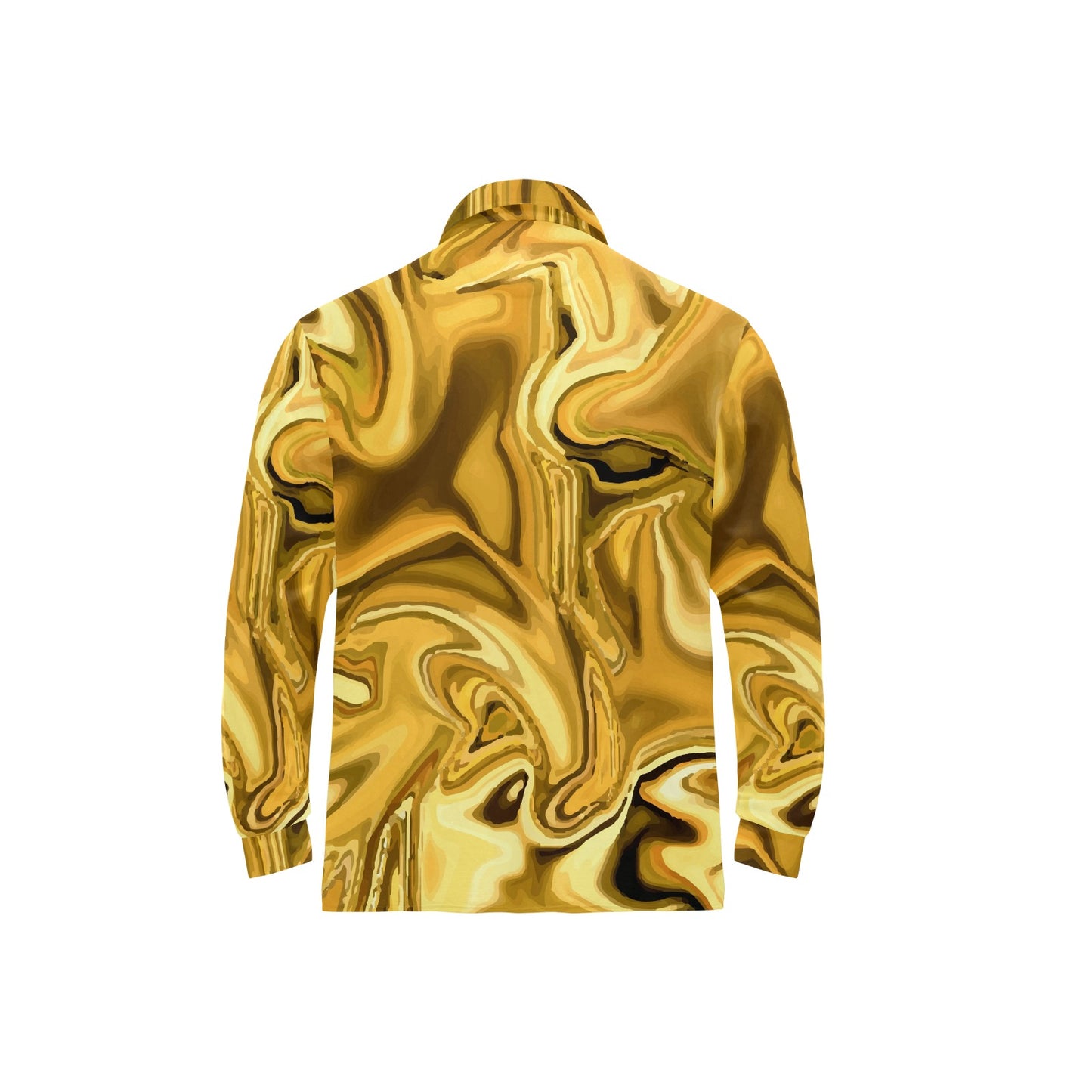 Liquid Pattern Print Design 03 Long Sleeve Polo Shirt For Men's