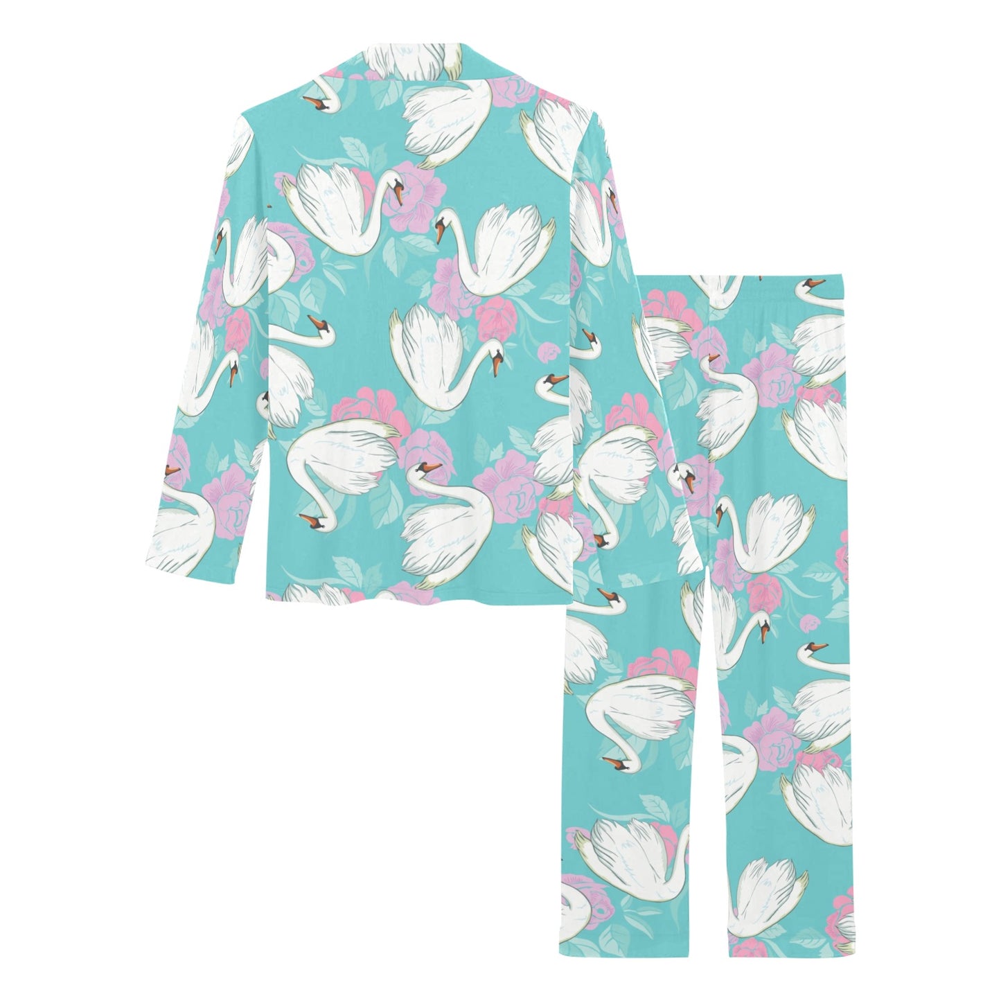 Swan Pattern Print Design 03 Women's Long Pajama Set