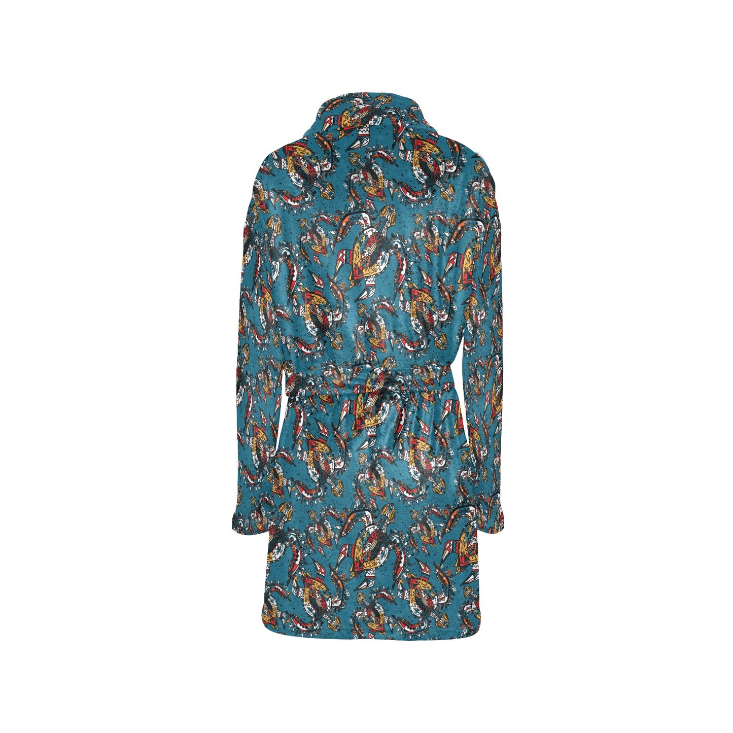 Sea Turtle Tribal Colorful Hand Drawn Women's Fleece Robe