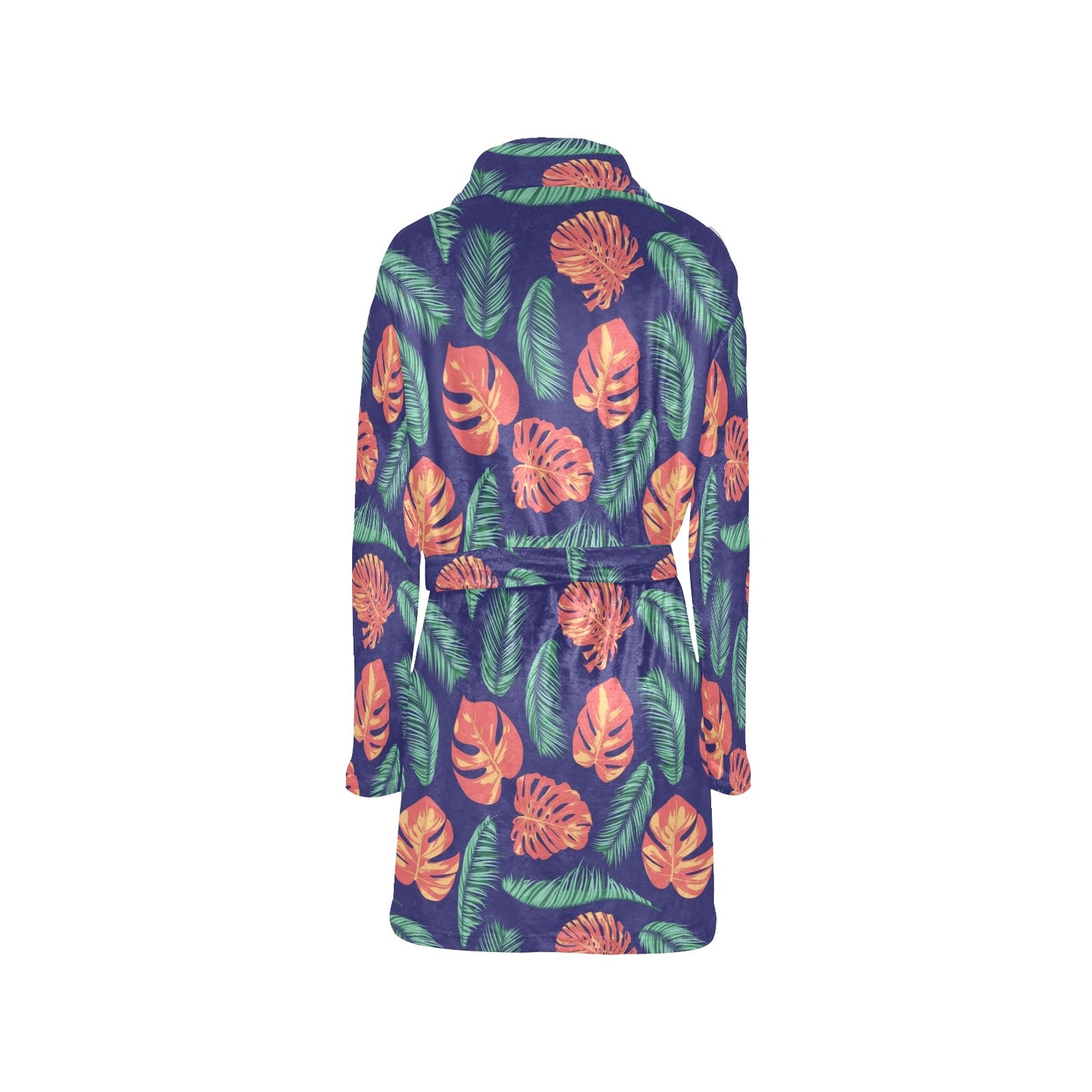 Palm Leaves Pattern Print Design PL011 Women's Fleece Robe