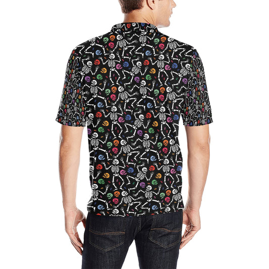 Skeleton Print Design LKS307 Men Polo Shirt