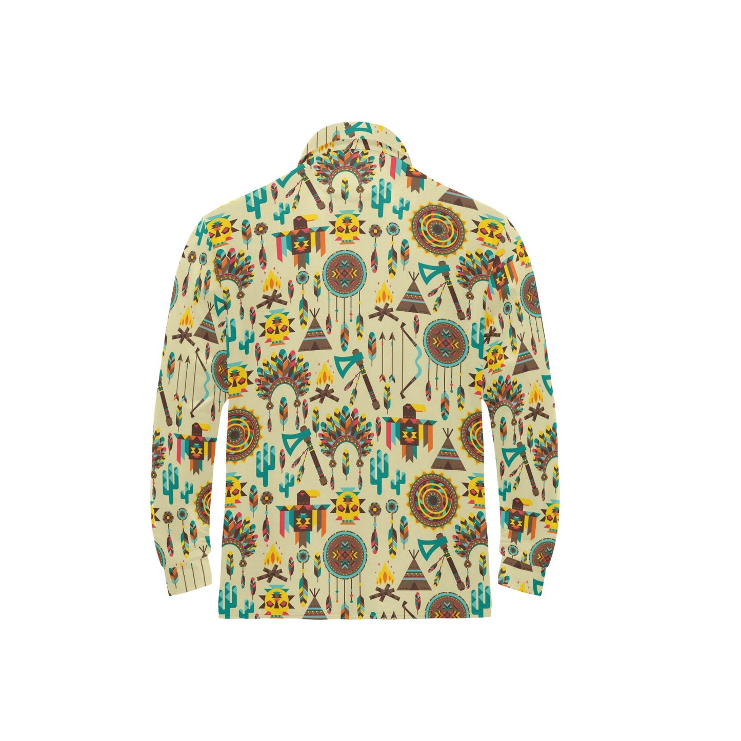 Tribal indians native american aztec Long Sleeve Polo Shirt For Men's