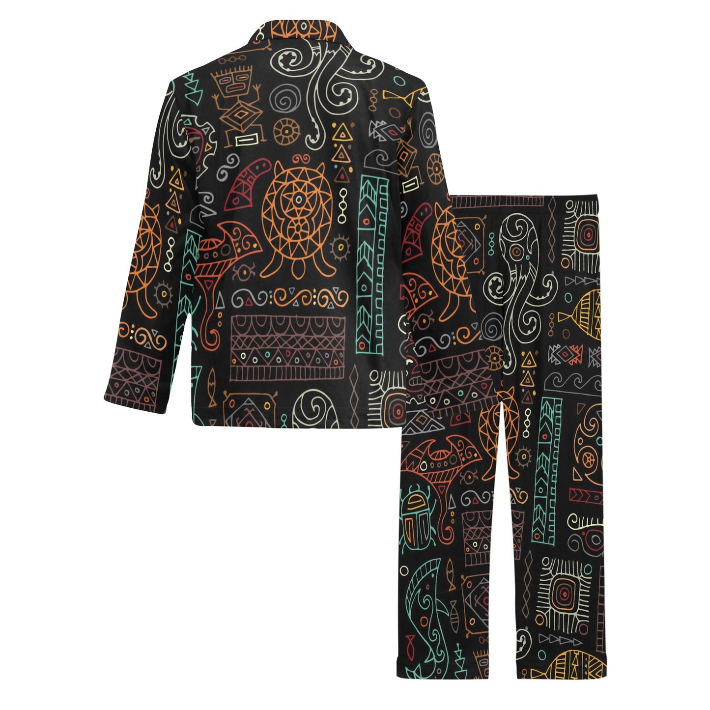 Polynesian Pattern Print Design A04 Men's Long Pajama Set