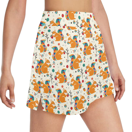 Squirrel Print Design LKS304 17" Golf & Pickleball Skort with Pockets