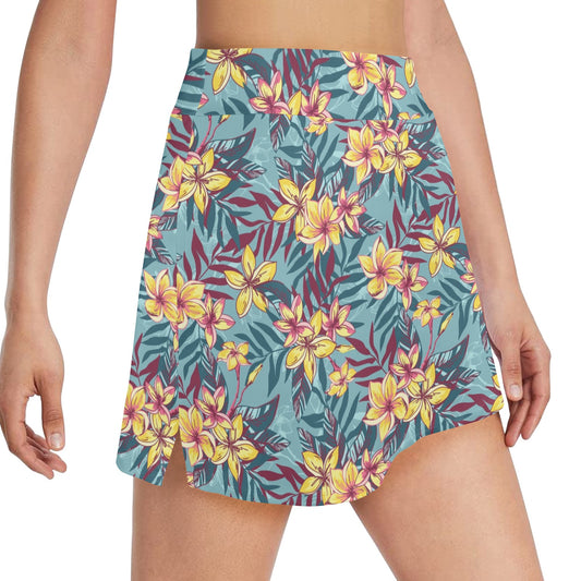 Summer Floral Print Design LKS304 17" Golf & Pickleball Skort with Pockets