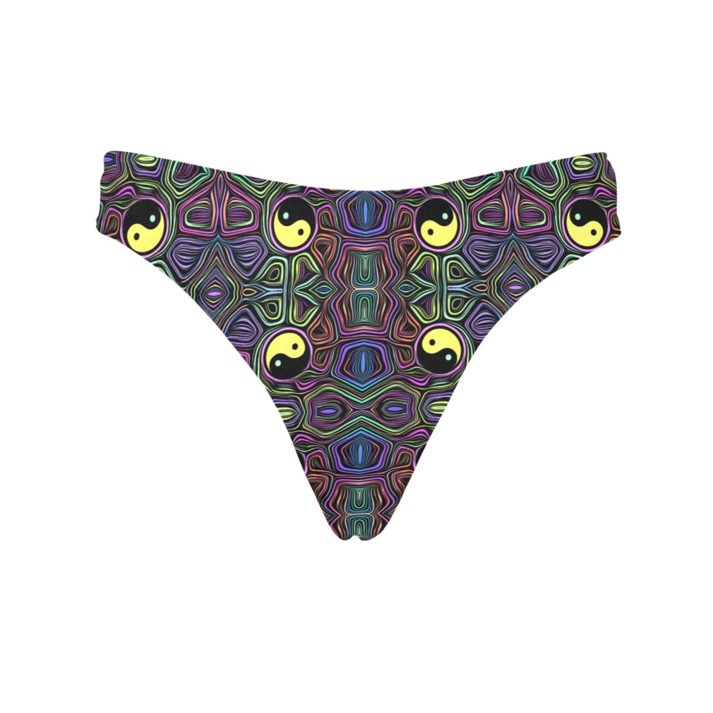 Yin Yang Neon Color Design Print Women's Thongs