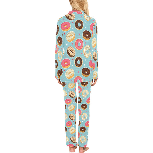 Donut Pattern Print Design DN04 Women's Long Pajama Set