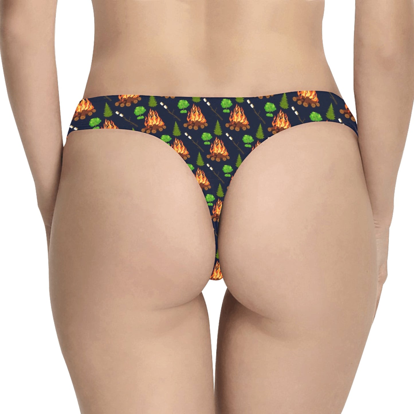 Camfire marshmallow Camping Design Print Women's Thongs