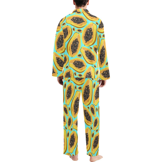 Papaya Pattern Print Design PP03 Men's Long Pajama Set