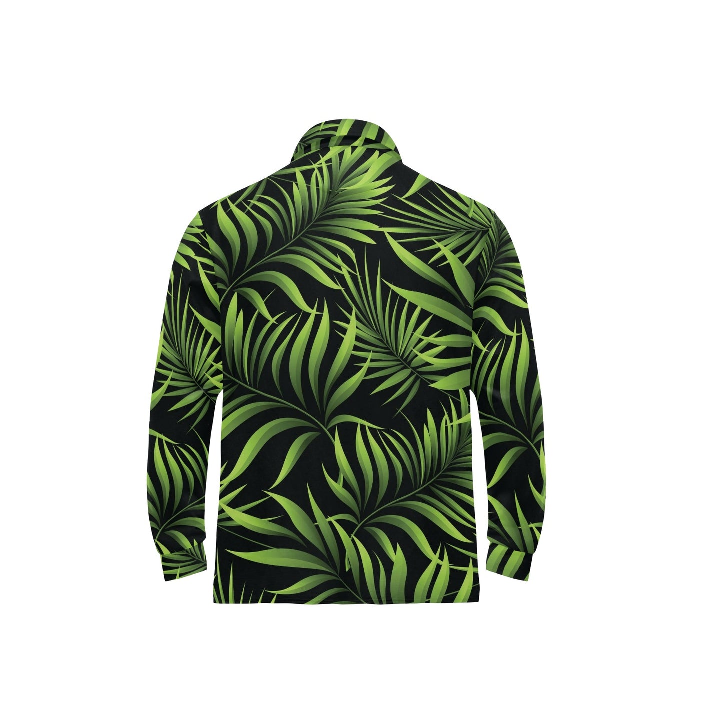 Palm Leaves Pattern Print Design PL07 Long Sleeve Polo Shirt For Men's