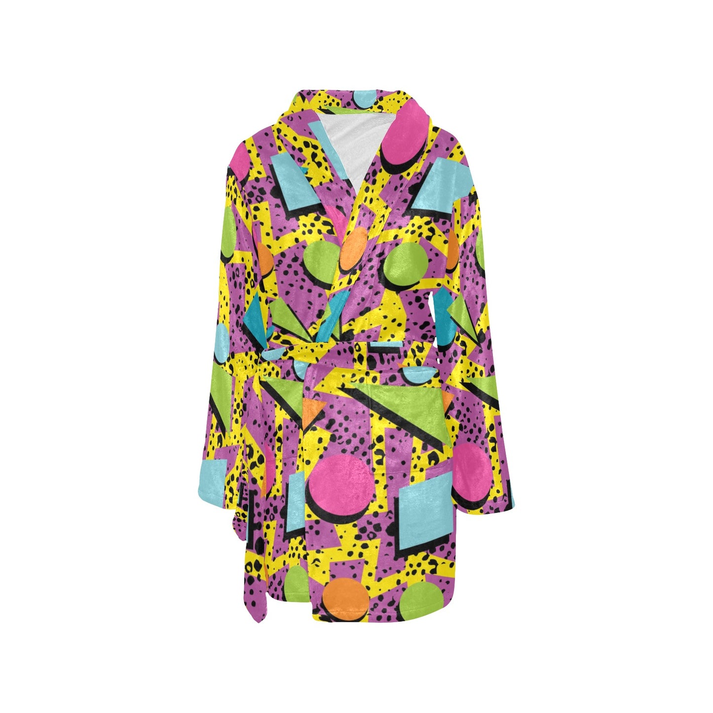 80s Pattern Print Design 1 Women's Fleece Robe