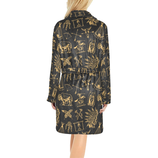 American indian Gold Style Women's Fleece Robe