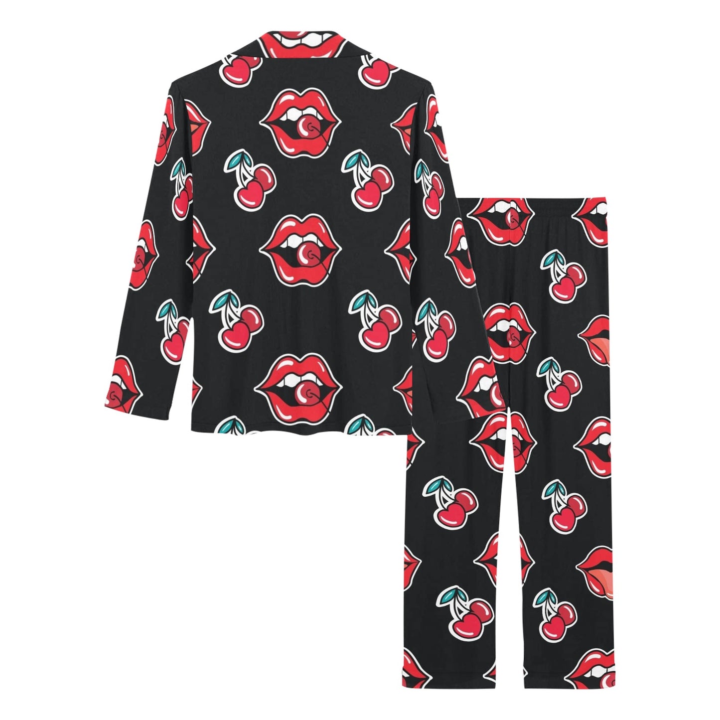 Cherry Pattern Print Design CH04 Women's Long Pajama Set