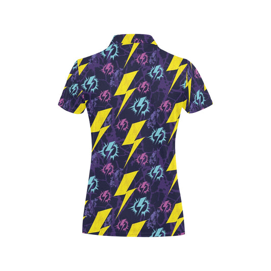 Lightning Thunder Pattern Print Design 01 Women's Polo Shirt