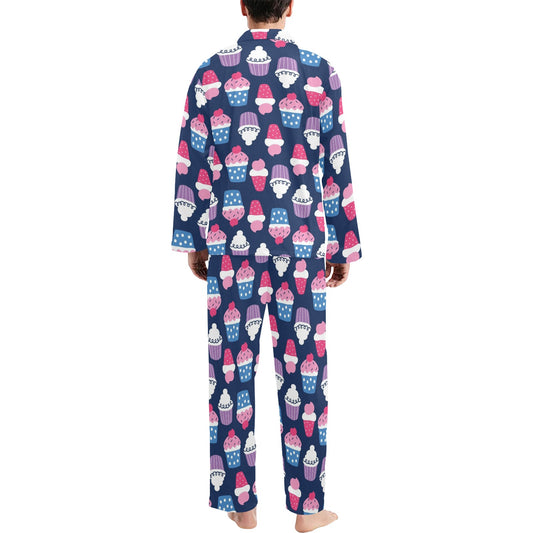 Cupcake Pattern Print Design CP04 Men's Long Pajama Set