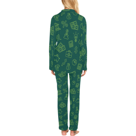 Accounting Financial Pattern Print Design 02 Women's Long Pajama Set
