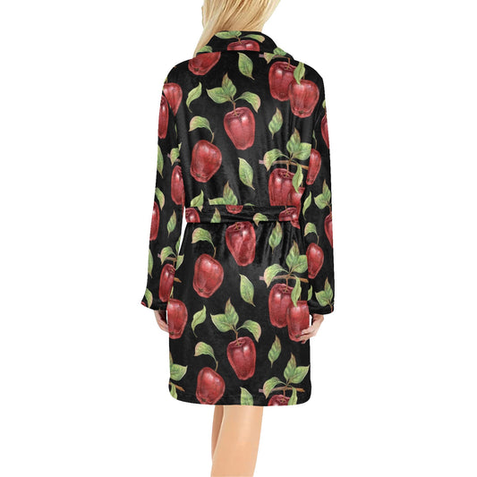 Apple Pattern Print Design AP011 Women's Fleece Robe