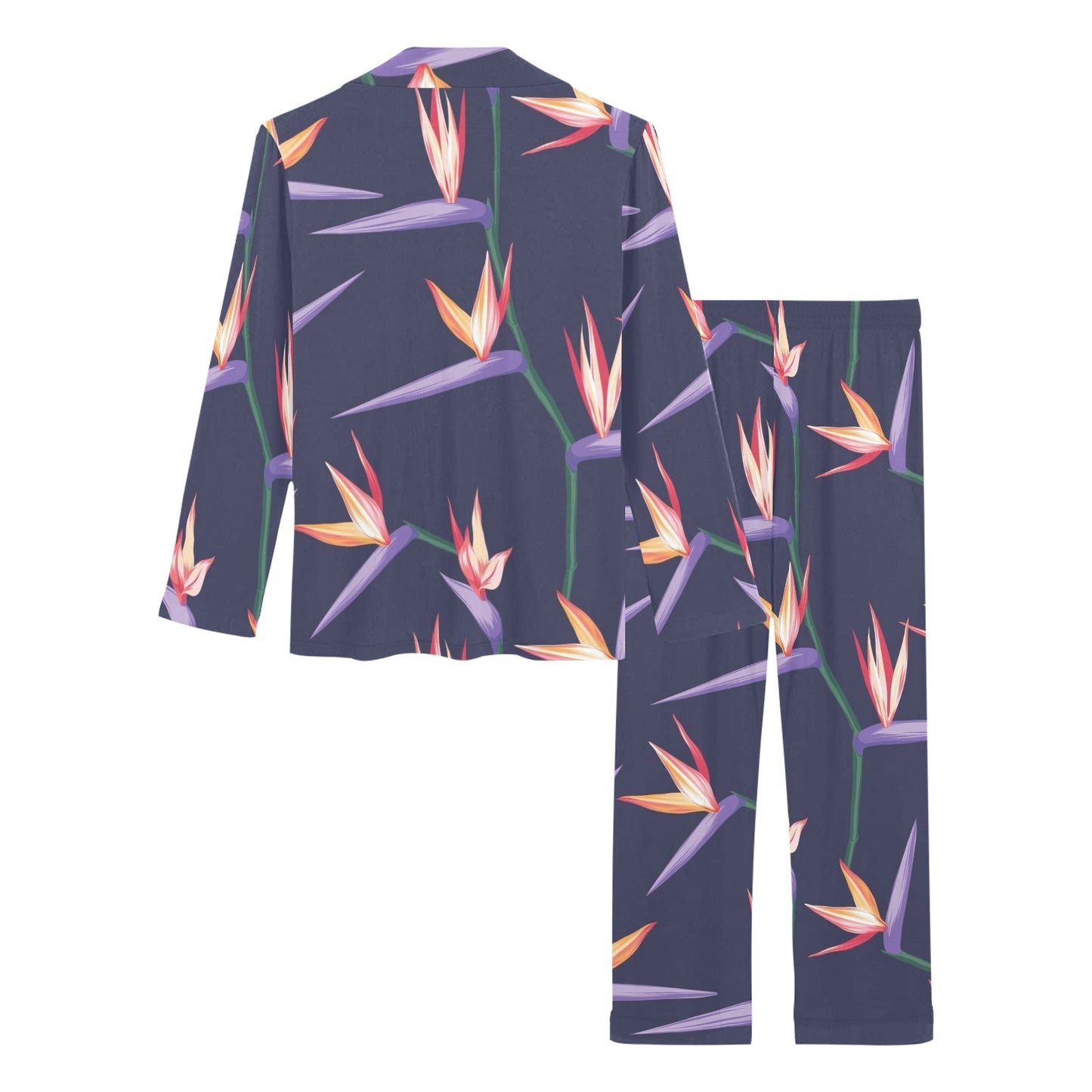 Bird Of Paradise Pattern Print Design BOP015 Women's Long Pajama Set