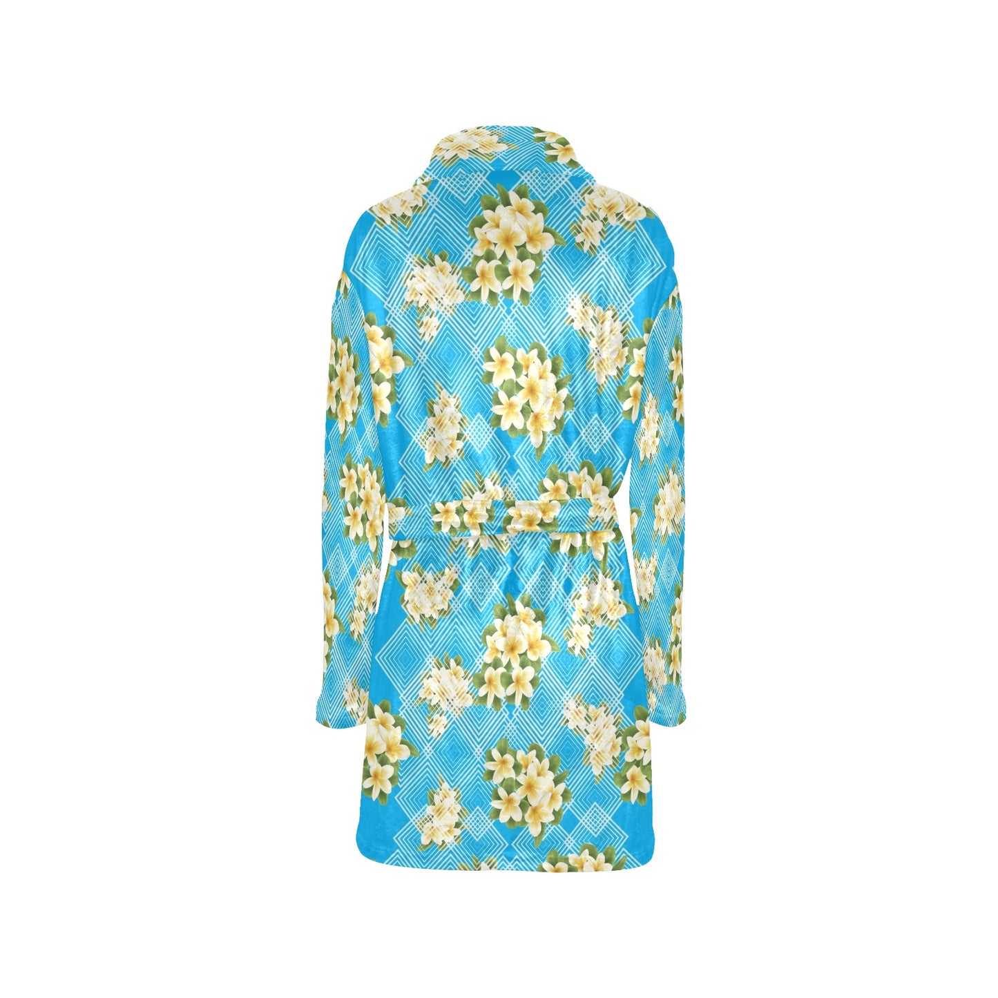 Yellow Plumeria Design Print Pattern Women's Fleece Robe
