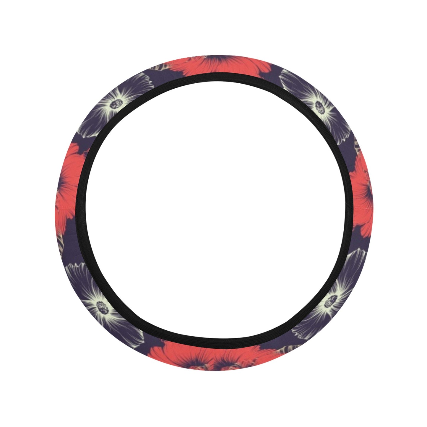 Tropical Flower Print Design LKS302 Steering Wheel Cover with Elastic Edge