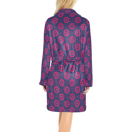 Water Lily Print Design LKS301 Women's Fleece Robe
