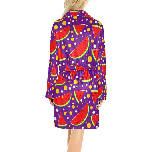 Watermelon Pattern Print Design WM010 Women's Fleece Robe