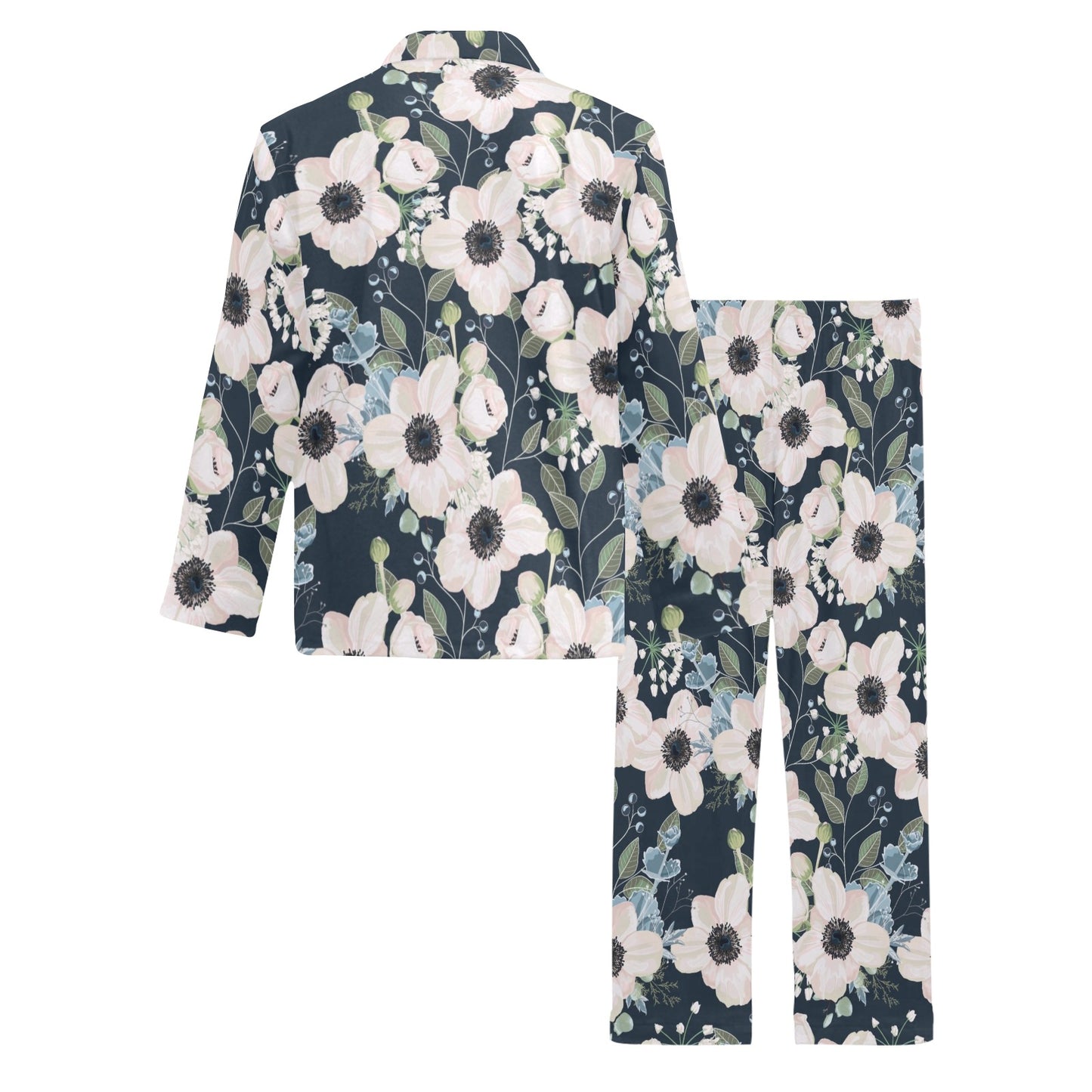 Anemone Pattern Print Design AM02 Men's Long Pajama Set