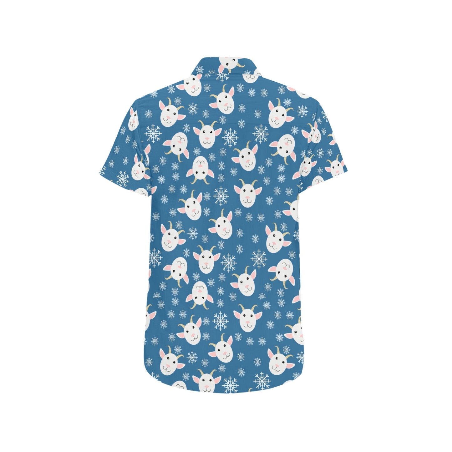 Goat Print Design LKS402 Men Short Sleeve Button Up Shirt