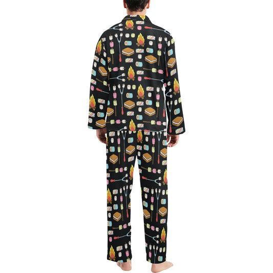 Camping Campfire Marshmallows Men's Long Pajama Set