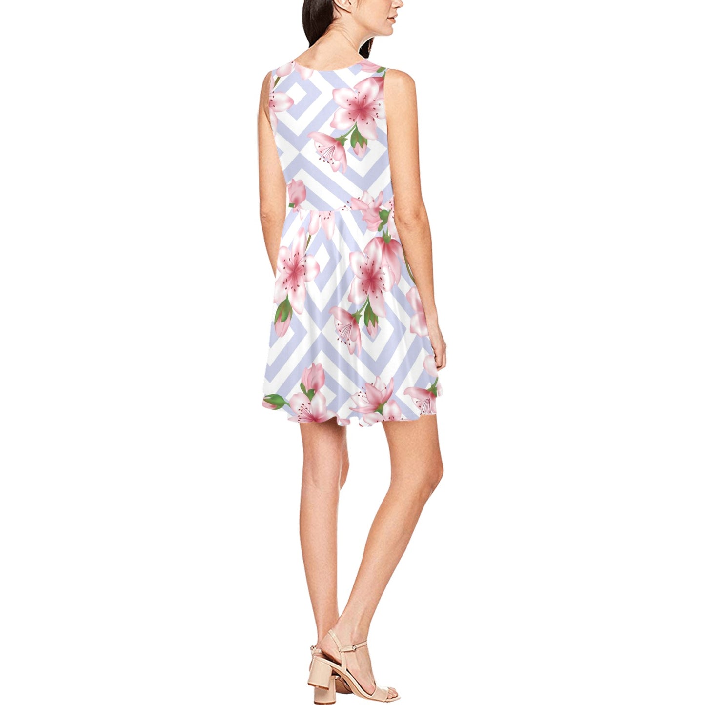 Cherry Blossom Pattern Print Design CB07 Sleeveless Dress